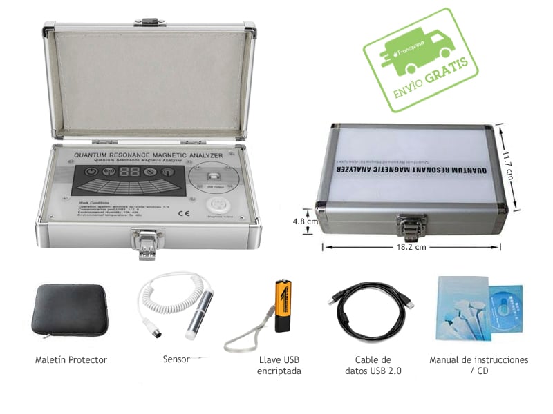 Kit completo del Bioescáner Cuántico con todos sus accesorios